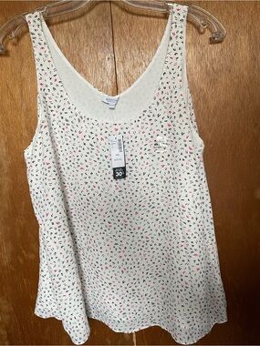 Essentials Cream Tank Top with Pink & Black Confetti Print